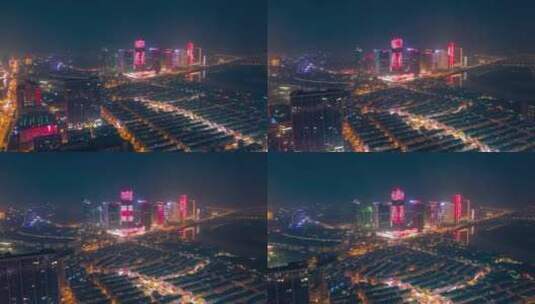 义乌城市夜景航拍延时高清在线视频素材下载