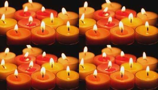 圣诞新年春节祈福祈祷 燃烧的蜡烛烛光高清在线视频素材下载