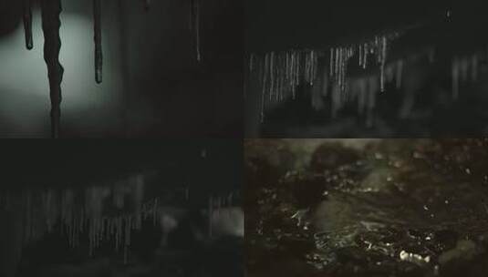 洞穴滴水冰雪融化高清在线视频素材下载