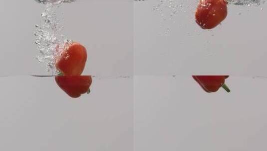 水中的红甜椒高清在线视频素材下载