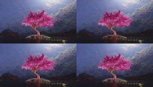 仙境桃花桃树高清在线视频素材下载