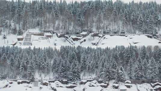 中国黑龙江雪乡风景航拍高清在线视频素材下载