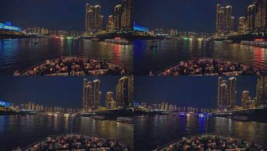 重庆两江游游船观光夜景高清在线视频素材下载
