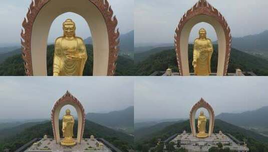 航拍江西九江庐山东林寺东林大佛高清在线视频素材下载