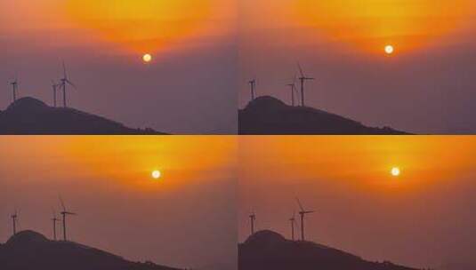 8K山峰朝霞风力发电日出东方能源延时高清在线视频素材下载