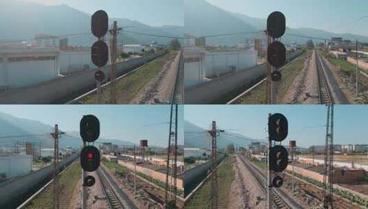 铁路信号灯特写红灯高清在线视频素材下载