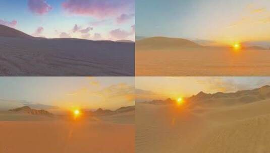 早晨沙漠戈壁日出唯美风景高清在线视频素材下载