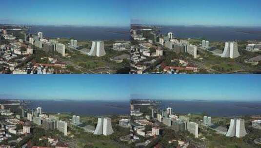 巴西阿雷格里港。巴西城市天际线地标。市中心的建筑高清在线视频素材下载