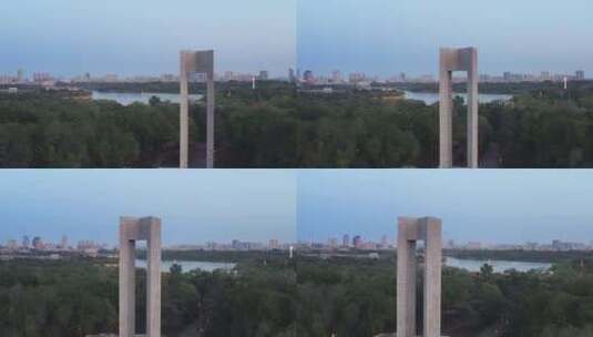 长春解放纪念碑航拍4K视频高清在线视频素材下载