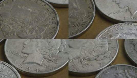 美国古董硬币的旋转库存镜头-MONEY 0122高清在线视频素材下载