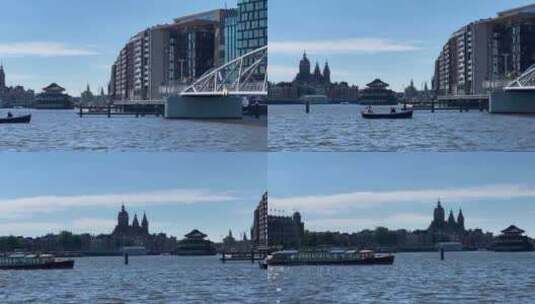 阿姆斯特丹游船景观高清在线视频素材下载