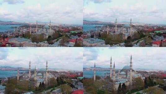 伊斯坦布尔市苏莱曼尼耶清真寺检疫鸟瞰图高清在线视频素材下载