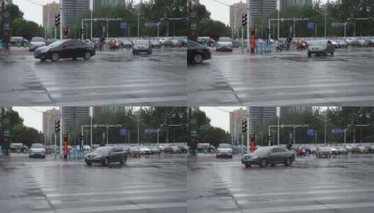 雨天 下雨 城市风光 写意 台风 雨中景色高清在线视频素材下载