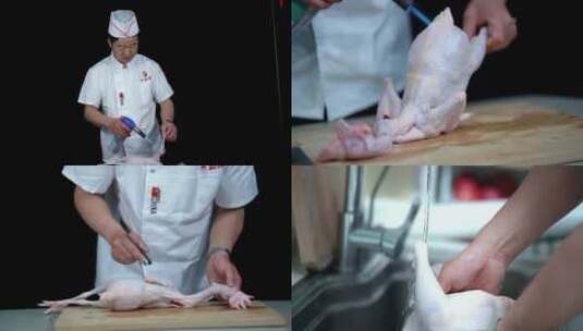 厨师收拾清洗处理肉鸡高清在线视频素材下载