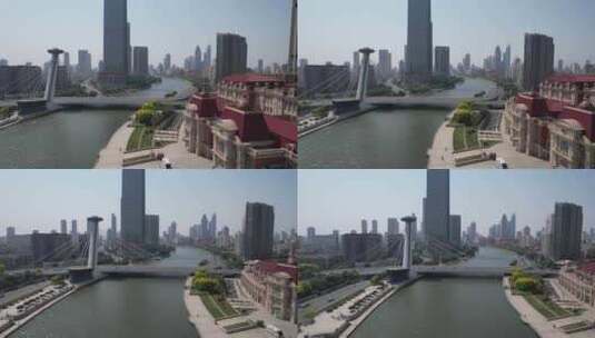 航拍天津建设天津大景天津地标高清在线视频素材下载