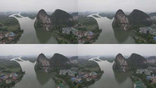 广西桂林南溪山4A景区航拍高清在线视频素材下载