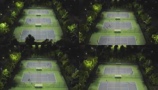 网球场夜晚航拍高清在线视频素材下载
