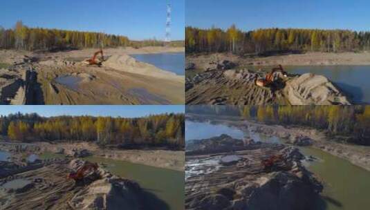 采石场的挖掘机高清在线视频素材下载