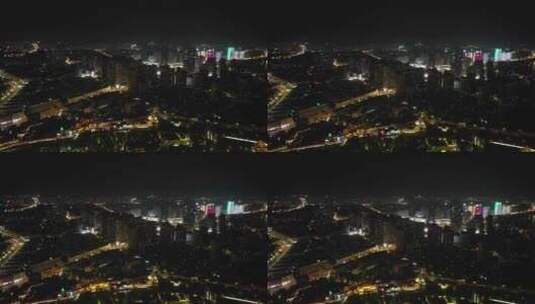 江苏淮安城市夜景灯光航拍高清在线视频素材下载