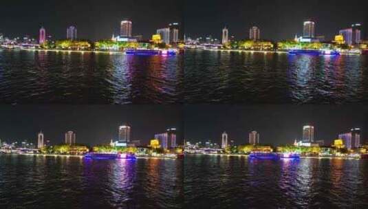 航拍宁波东门口时代广场夜景高清在线视频素材下载