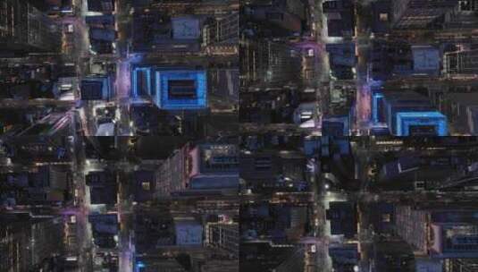 纽约时代广场曼哈顿摩天大楼夜景灯光街道高清在线视频素材下载