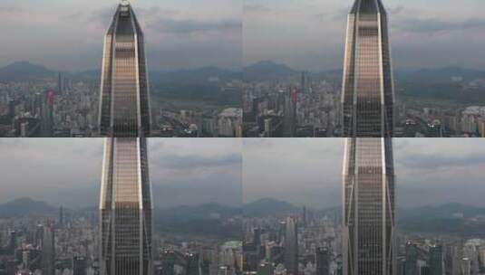 深圳平安金融中心日落航拍高清在线视频素材下载
