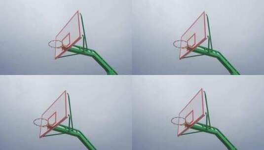 仰望户外篮球框高清在线视频素材下载
