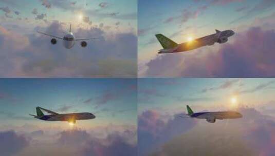 4K飞机云层飞行高清在线视频素材下载