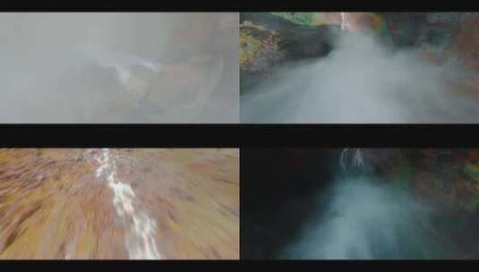 FPV航拍森林瀑布委内瑞拉卡奈玛国家公园高清在线视频素材下载