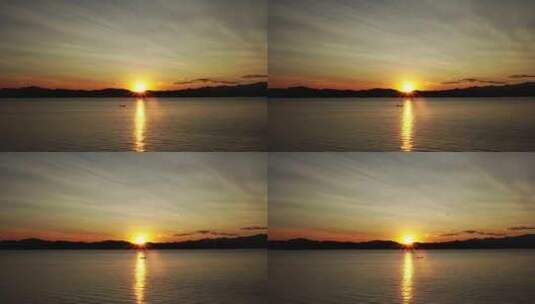 落日夕阳渔船高清在线视频素材下载