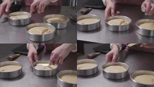 铺平蛋糕胚磨具烤蛋糕高清在线视频素材下载