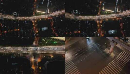 浦西虹口区内环高架夜景航拍高清在线视频素材下载