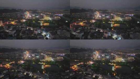4K航拍广西桂林市区日落夜景风光高清在线视频素材下载
