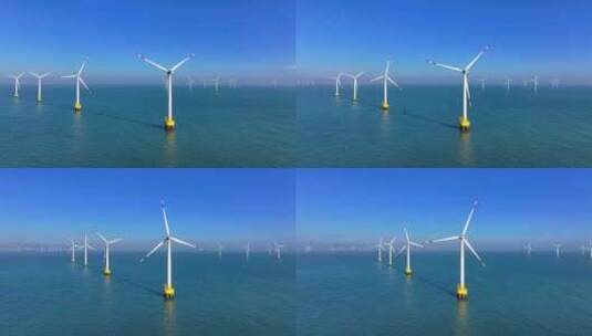 风电 风机 风场 海上新能源 海岛风力发电高清在线视频素材下载