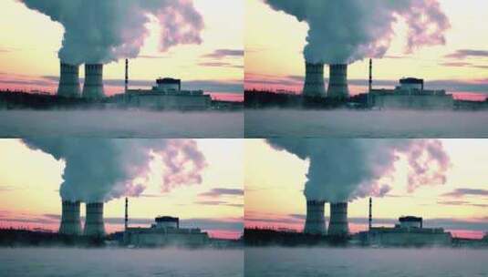 工厂排放浓烟污染空气高清在线视频素材下载