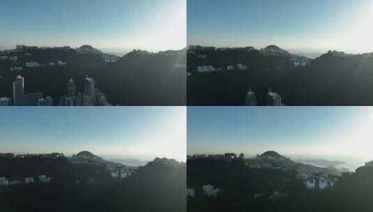 香港太平山航拍山顶公园凌霄阁山峰风光风景高清在线视频素材下载