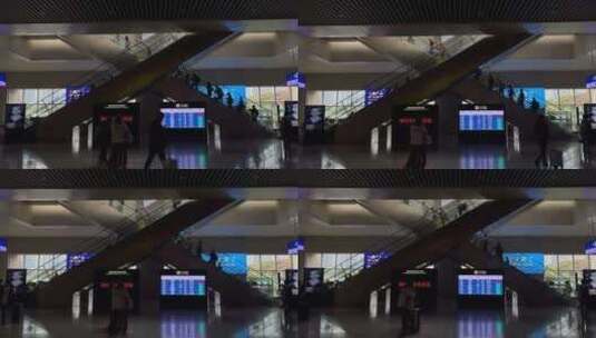 郑州东站扶梯上下的旅客高清在线视频素材下载