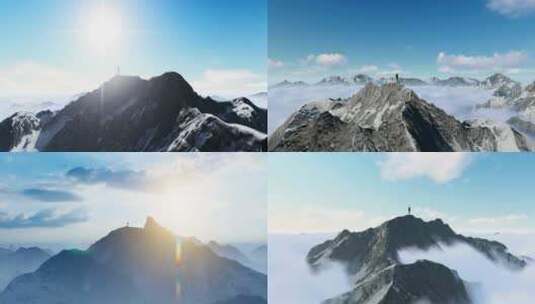 雪山攀登 成功人士高清在线视频素材下载