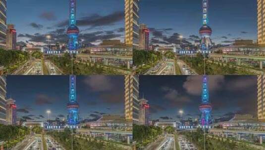 上海东方明珠日转夜延时高清在线视频素材下载