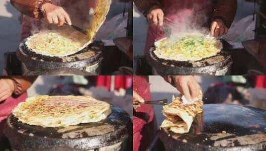 菜煎饼 小吃 滕州菜煎饼高清在线视频素材下载