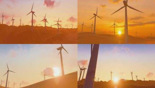 沙漠新能源风力发电厂高清在线视频素材下载