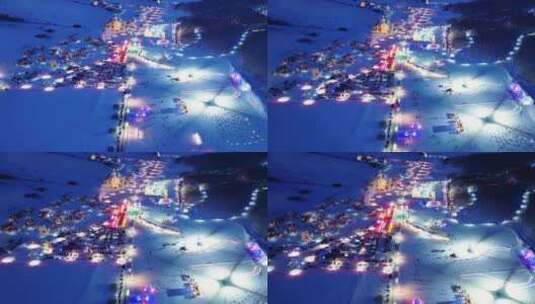 冰雪欢乐谷灯光夜景延时高清在线视频素材下载
