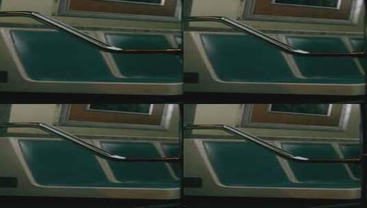 带金属扶手的绿色地铁车高清在线视频素材下载