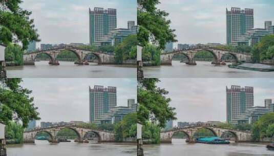 杭州_京杭大运河_拱宸桥延时002高清在线视频素材下载