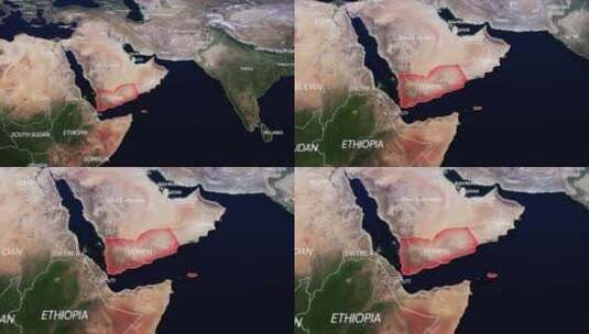 也门地图高清在线视频素材下载