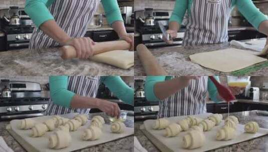 家庭主妇制作面食花卷馒头高清在线视频素材下载