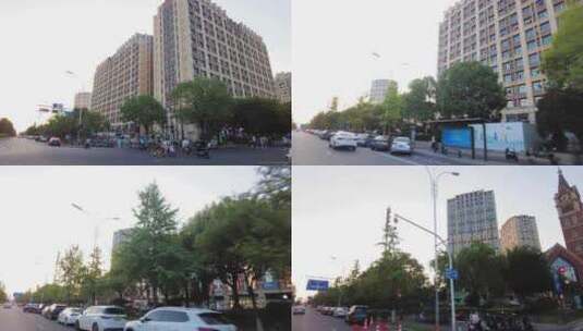 黄昏城市街道的风景开车高清在线视频素材下载