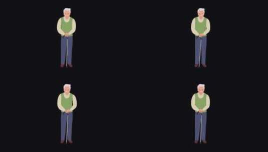 全身老人与手杖动画1080p高清在线视频素材下载