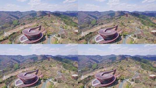 成都龙泉山城市森林公园丹景台丹景阁航拍高清在线视频素材下载