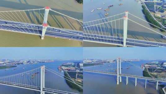 广州黄埔大桥航拍高清在线视频素材下载